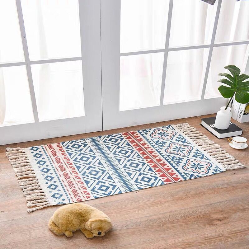 Nordic Style Cotton Linen Area Rug – Non-Slip, Multiple Colors & Designs