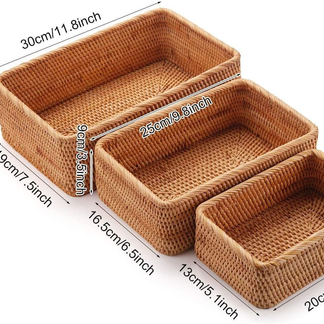 Vietnamese Wicker Rattan Basket Set (3 Pieces)