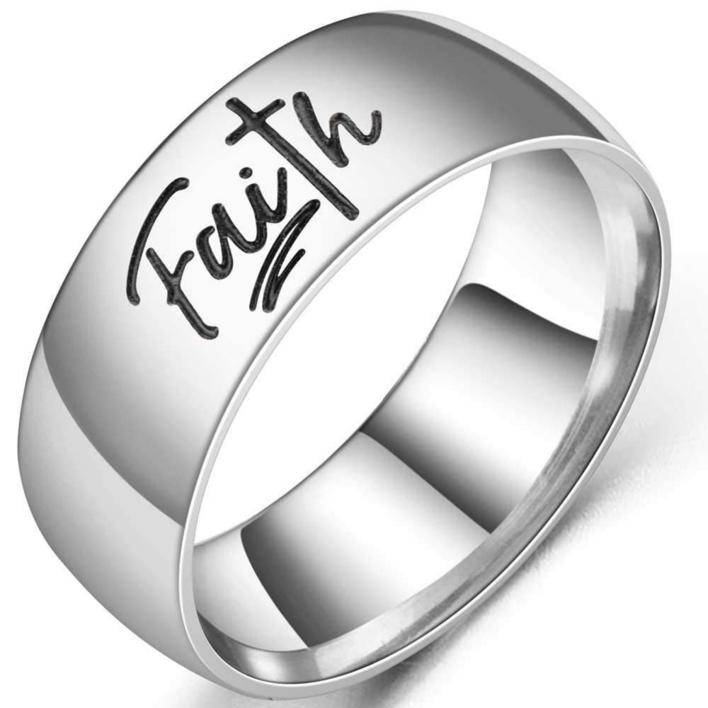 Christian Faith Ring – 8MM Stainless Steel Comfort Fit Band