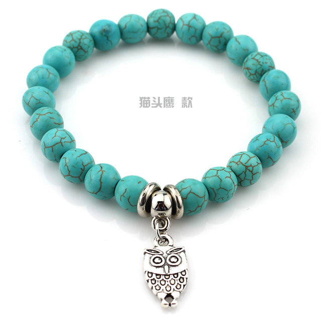Blue Turquoise Charm Cross Bracelet