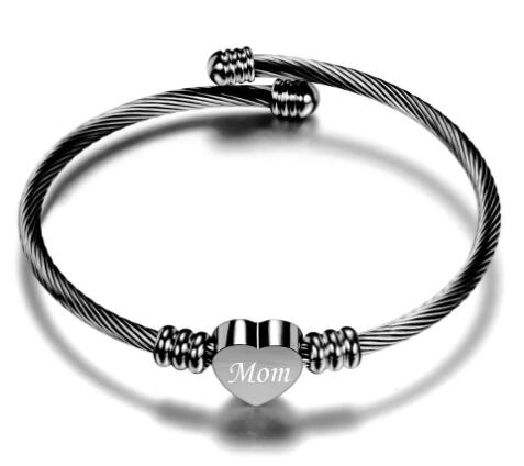 Mother's Day Braided Bracelet – Stainless Steel Heart Letter Design