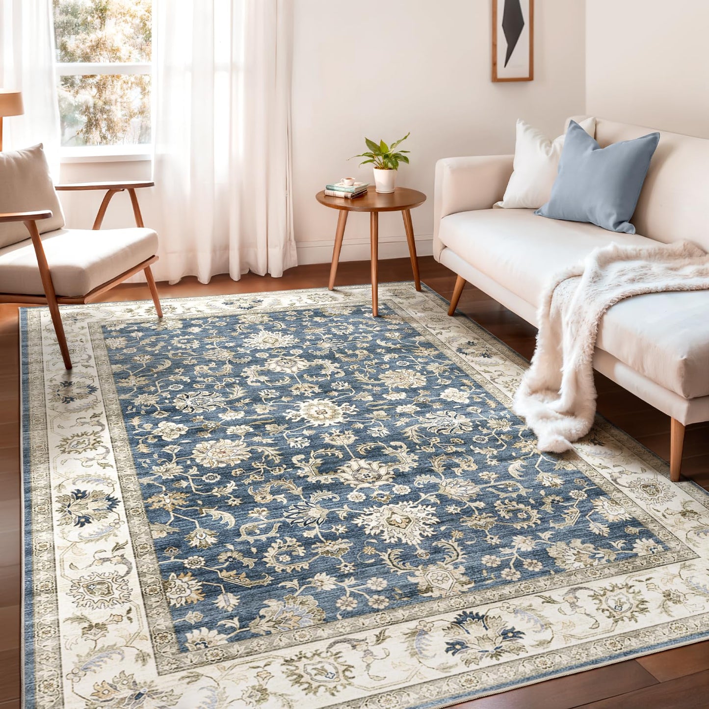 Boho Area Rug 5x7 – Machine Washable, Non-Slip Medallion Design