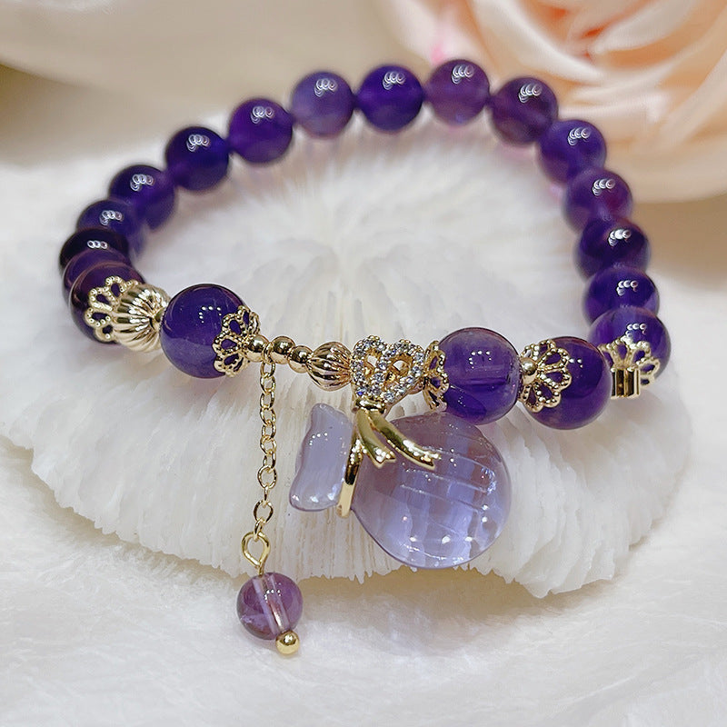 Vintage Beaded Amethyst Charm Bracelet