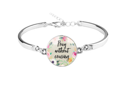 Patterned Bible Bracelet with Gemstones and Chain