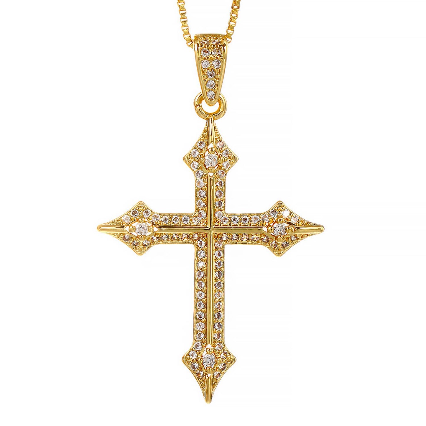18K Gold Plated Cross Necklace for Women – Dainty CZ Faith Pendant