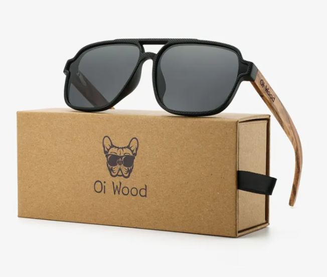 Vintage Wood Framed Polarized Sunglasses