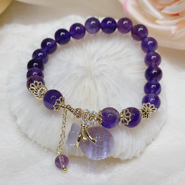 Vintage Beaded Amethyst Charm Bracelet