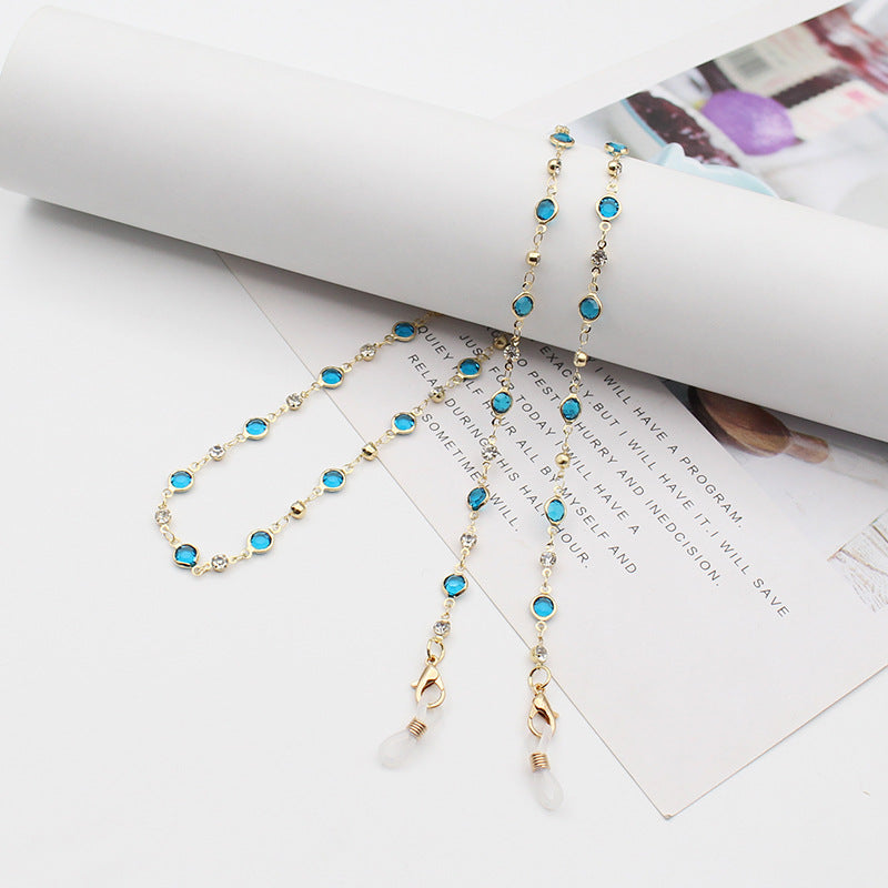 Luxury Eyeglass Chain with Colorful Crystal Accents