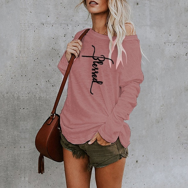 Women's Loose Fit "Blessed"- Long Sleeve T-Shirt