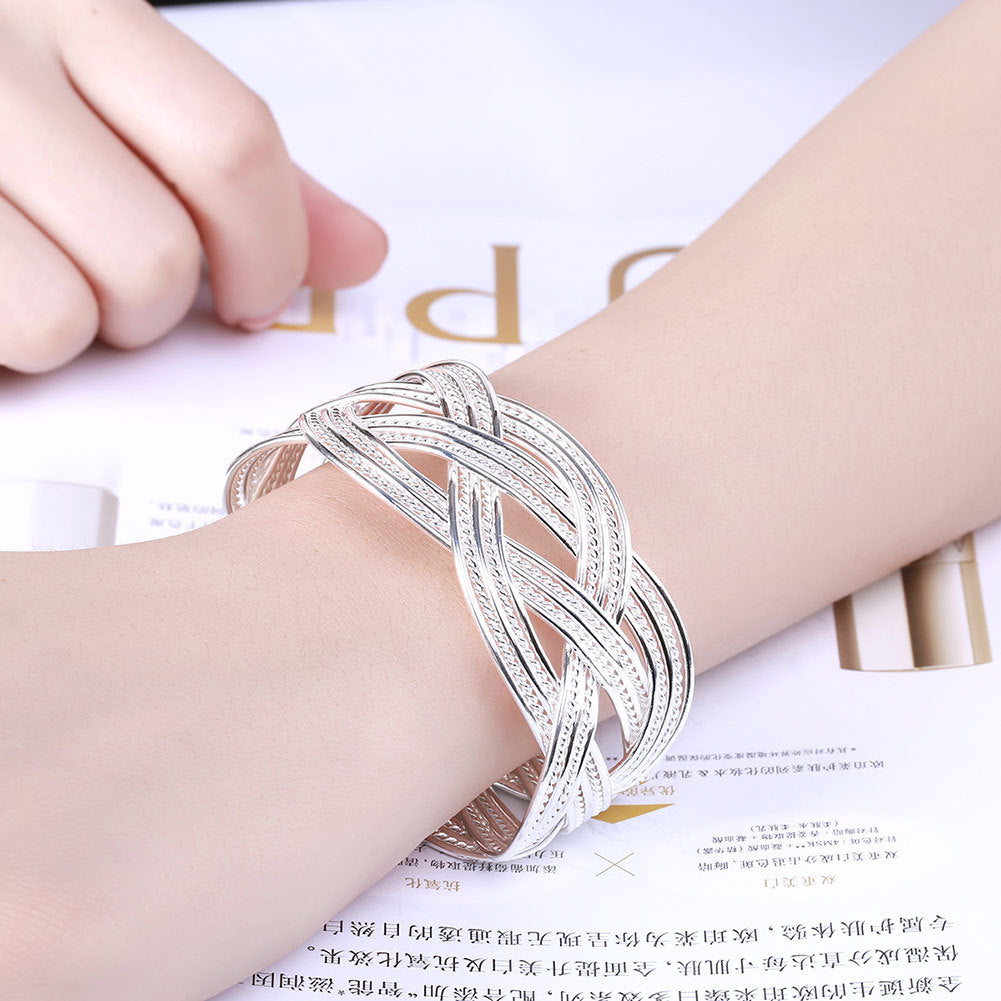 Stylish Silver Woven Bracelet