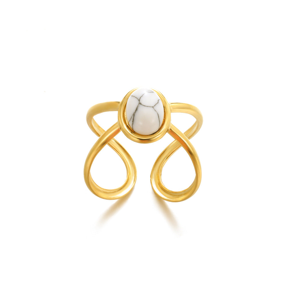 Turquoise Inlaid Stainless Steel Ring