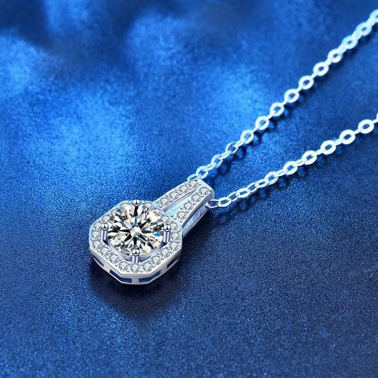 Elegant Moissanite Sterling Silver Necklace