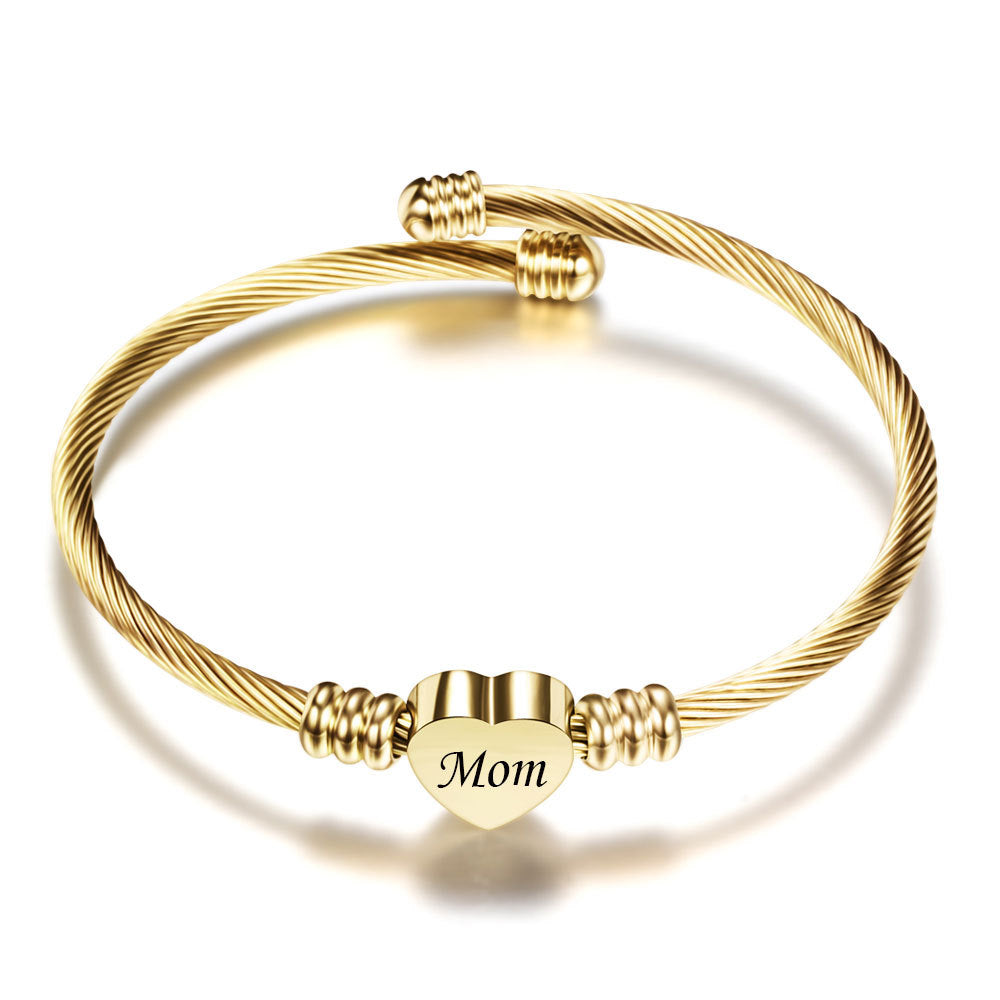Mother's Day Braided Bracelet – Stainless Steel Heart Letter Design