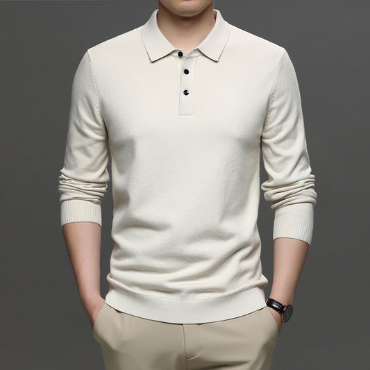 Men's Casual Business Wool T-shirt with Lapel Design