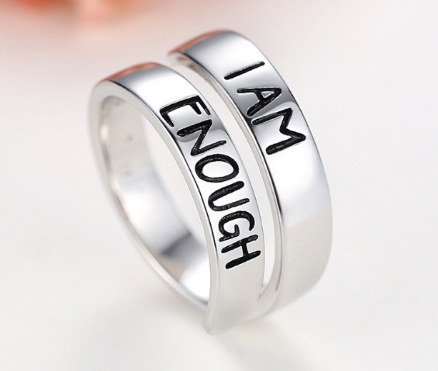 "Half-Letter Ring 'I Am Enough'