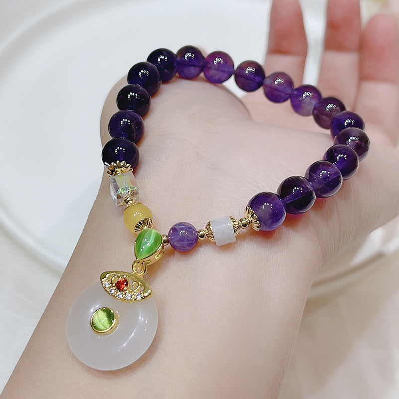 Vintage Beaded Amethyst Charm Bracelet