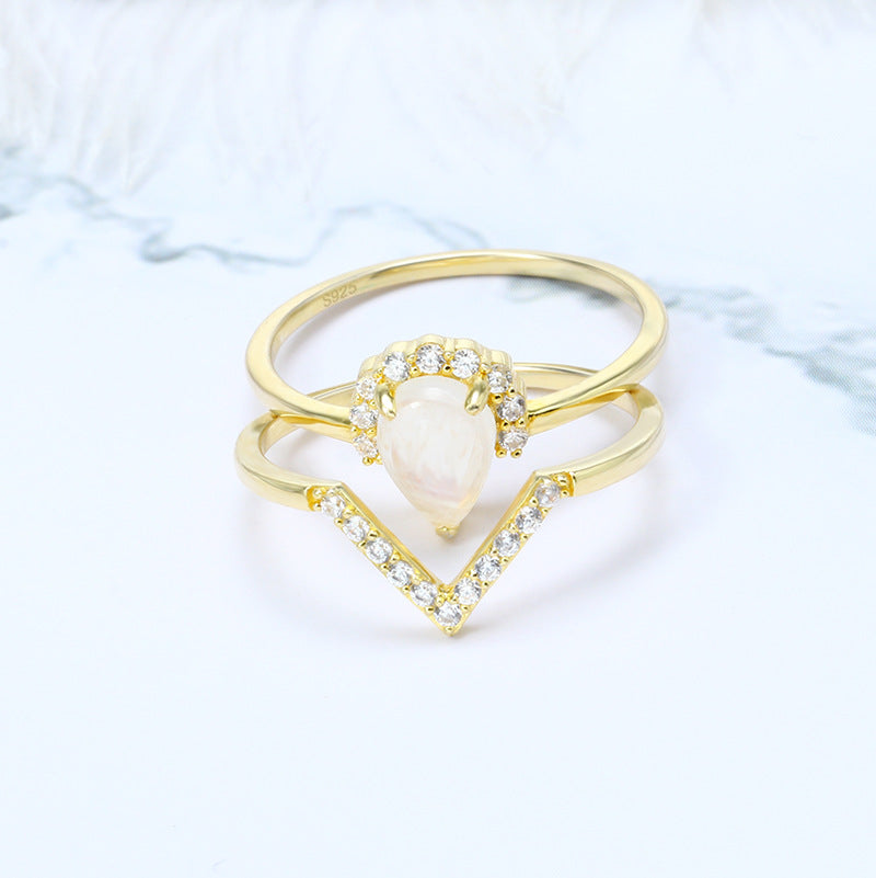 Japanese Style Creative 925 Silver Moonstone Ring