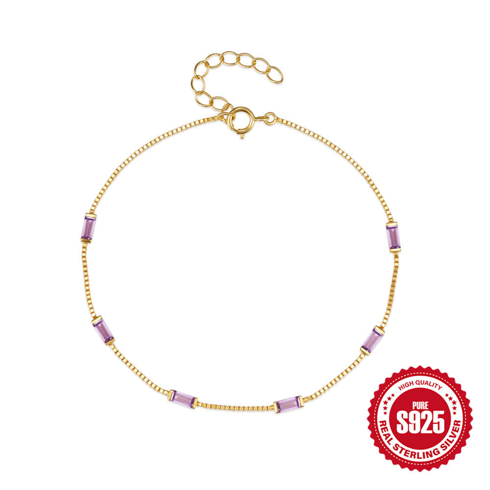 Sterling Silver Simple Zircon Bracelet