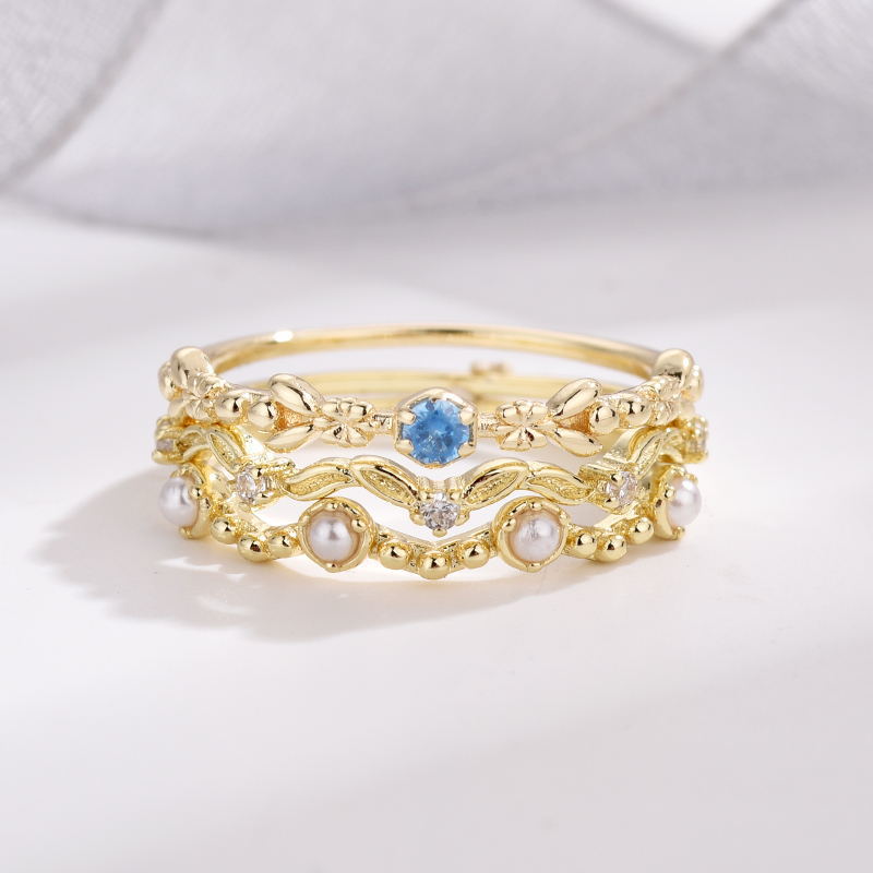 Japanese Aquamarine Pearl Ring for Women