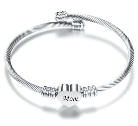Mother's Day Braided Bracelet – Stainless Steel Heart Letter Design