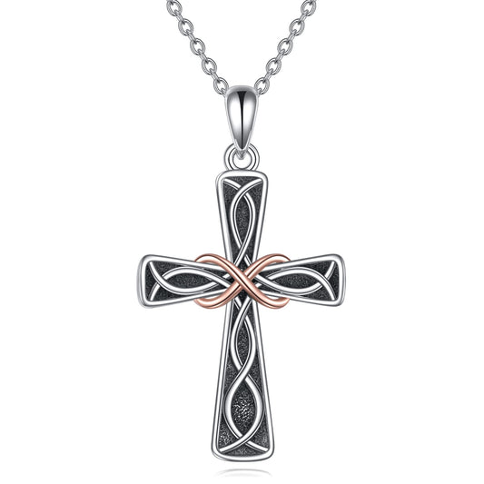 Celtic Knot Cross Necklace – Sterling Silver Infinity Pendant