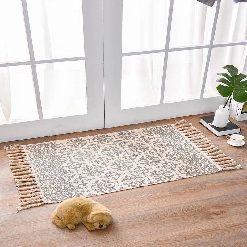 Nordic Style Cotton Linen Area Rug – Non-Slip, Multiple Colors & Designs