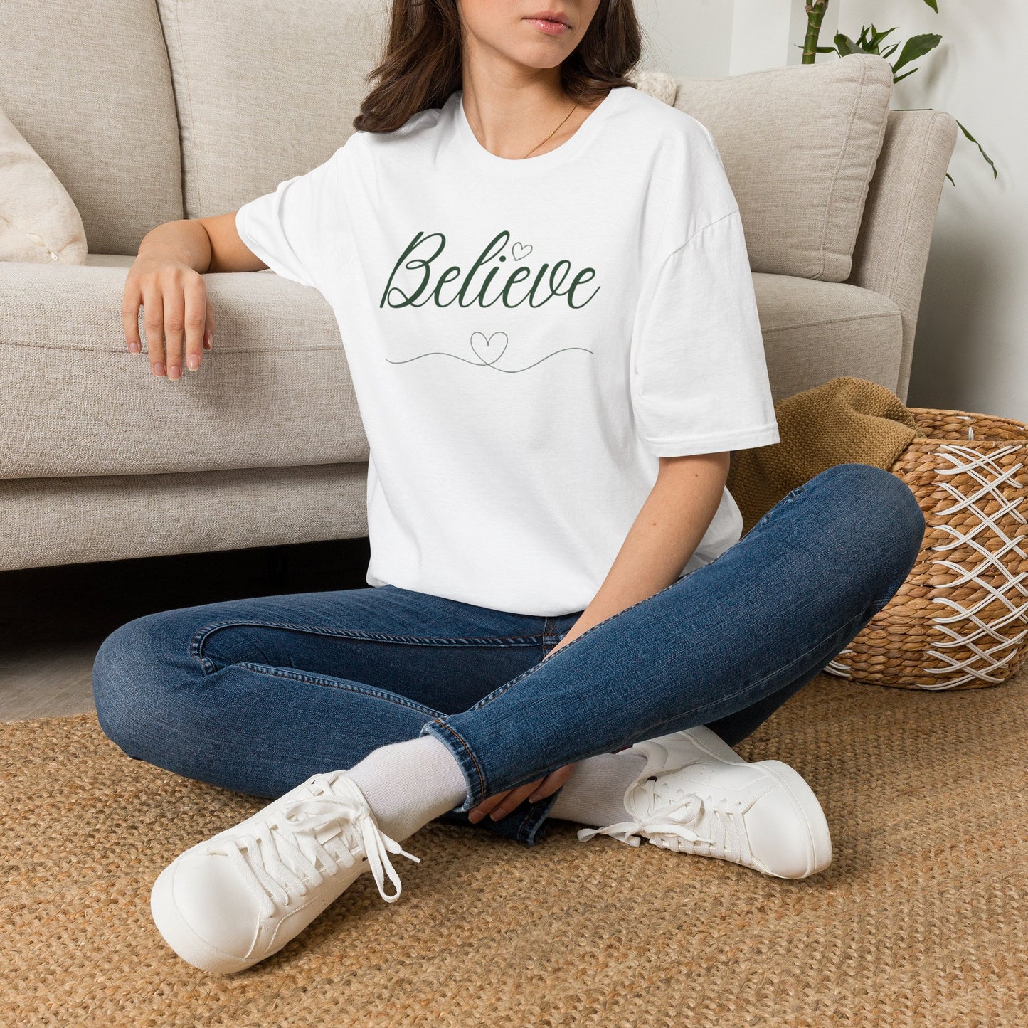 Women's Believe Graphic T-Shirt - Faith-Inspired Casual Top