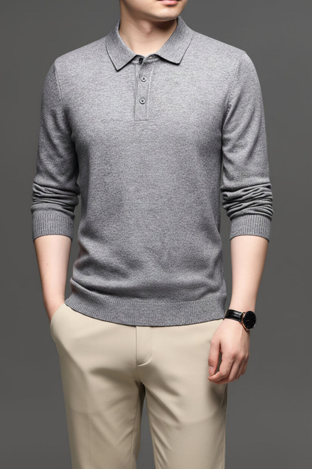 Men's Casual Business Knit Polo Shirt