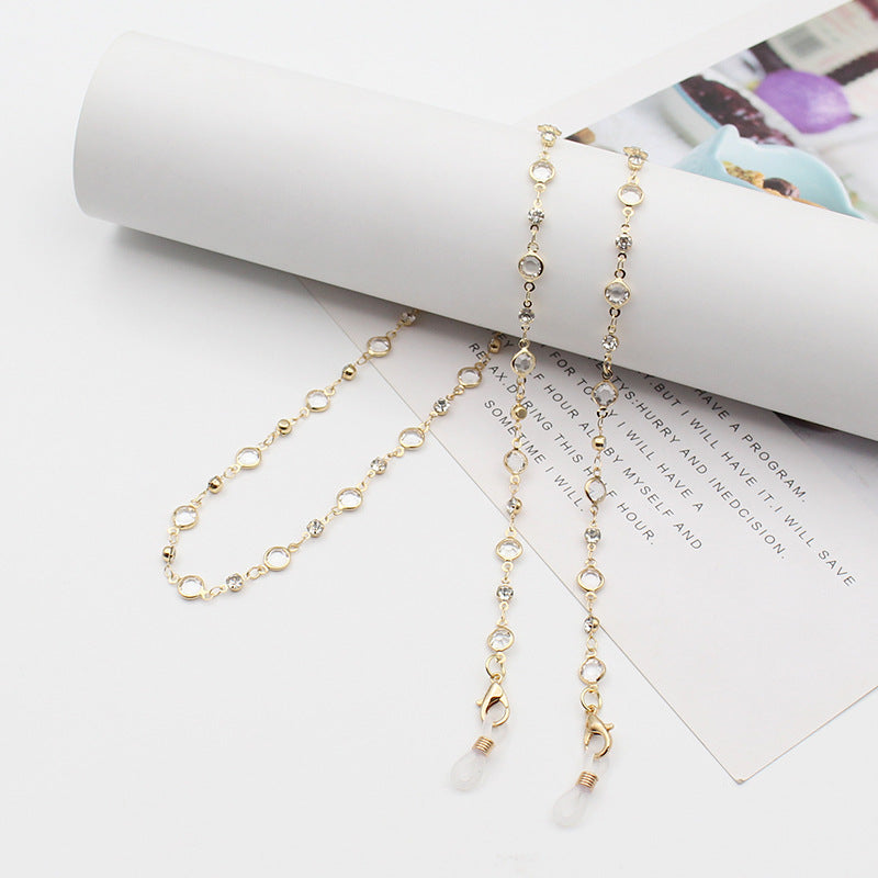 Luxury Eyeglass Chain with Colorful Crystal Accents