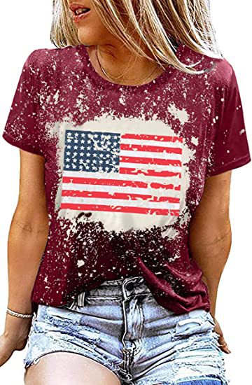 Women's Patriotic Flag Print T-Shirt