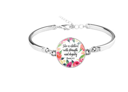 Patterned Bible Bracelet with Gemstones and Chain