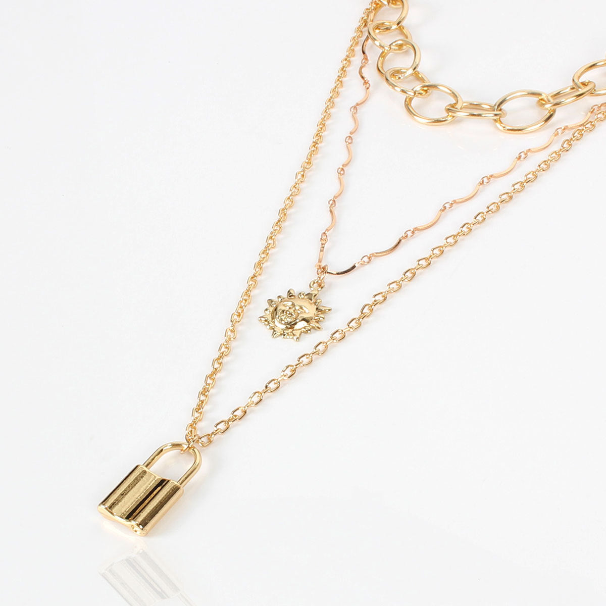 Exaggerated Layered Necklace with Sunflower Pendant