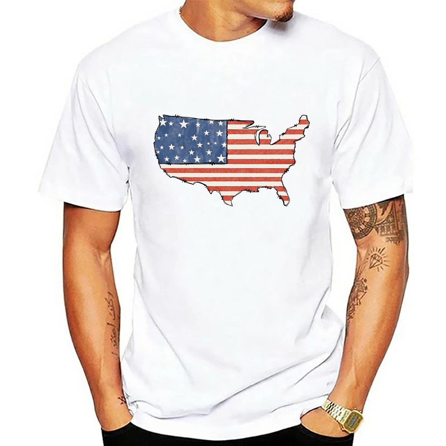 Men's 3D Digital Print T-Shirt-Patriotic