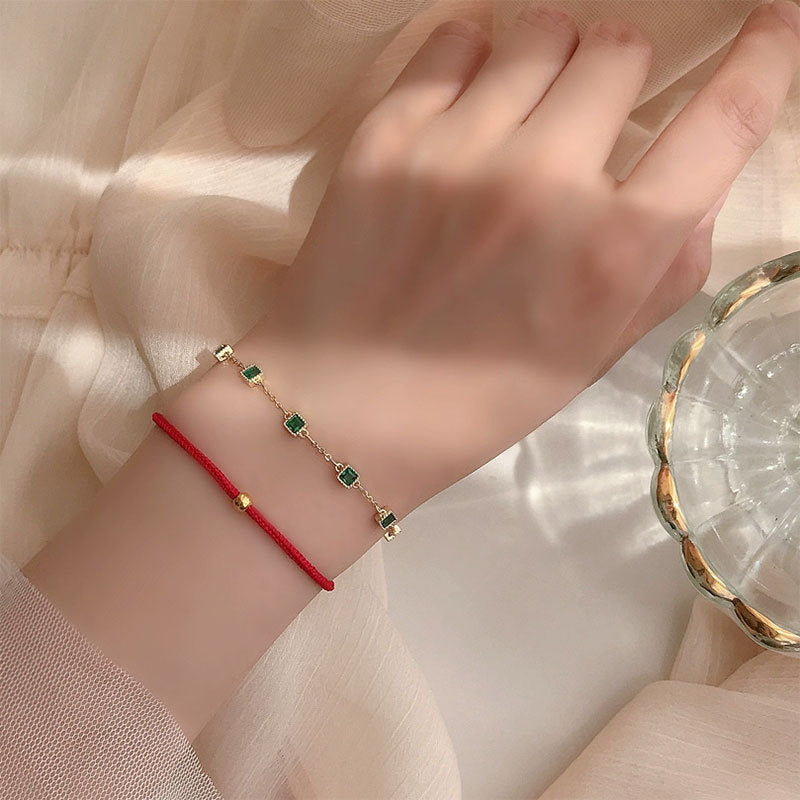 S925 Silver 14K Gold Plated Emerald Zirconia Bracelet