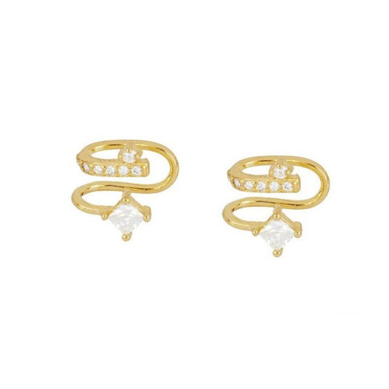 Sterling Silver Premium Diamond Geometric Earrings