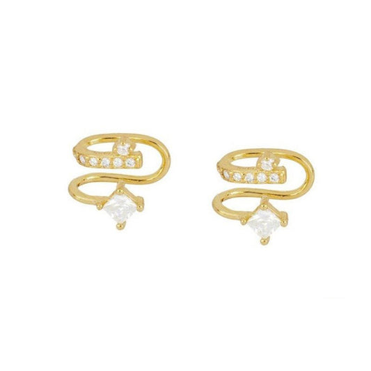 Sterling Silver Premium Diamond Geometric Earrings