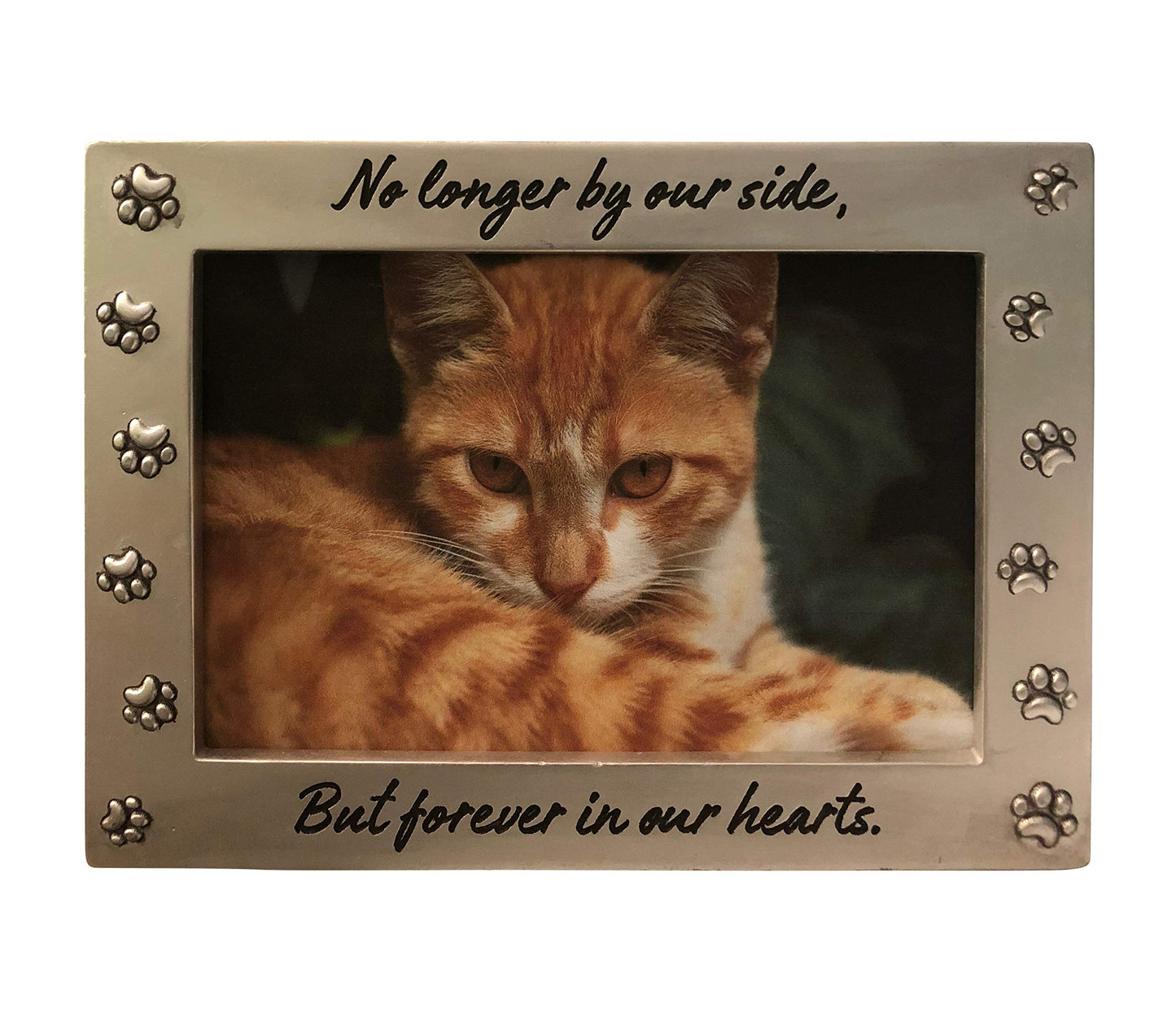 Pet Memorial Picture Frame Keepsake for Dogs & Cats – Silver Polyresin, Holds 4"x6" Photo
