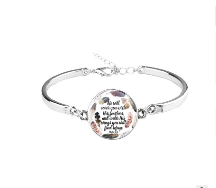 Patterned Bible Bracelet with Gemstones and Chain