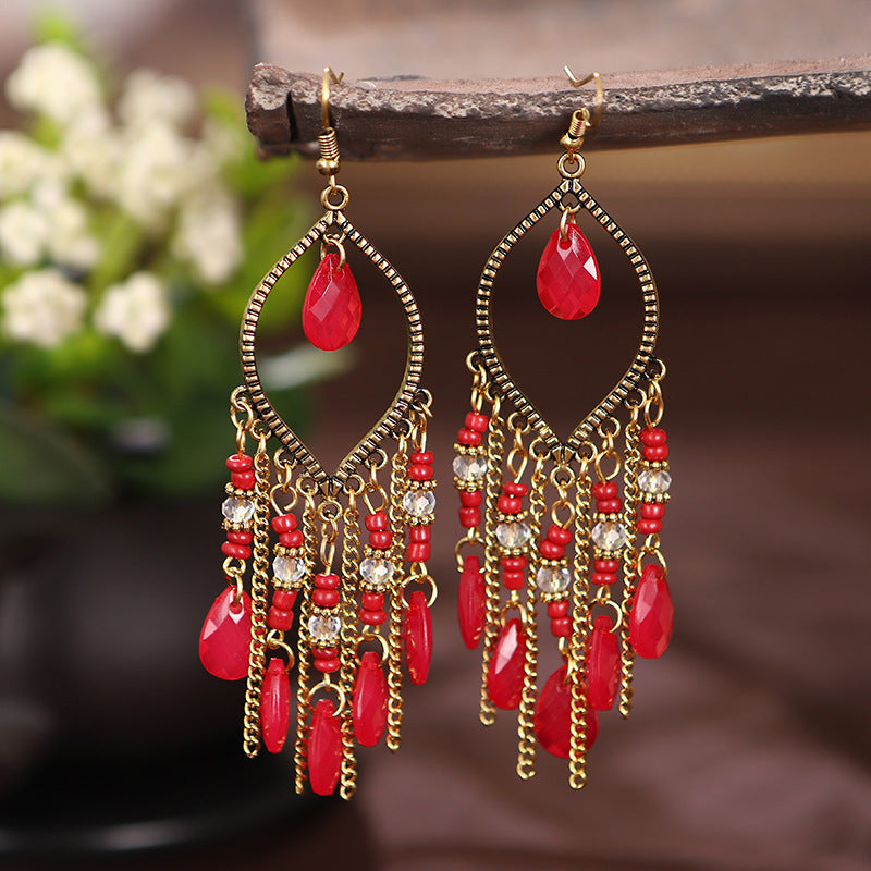 Bohemian Long Tassel Earrings - Gold Plated