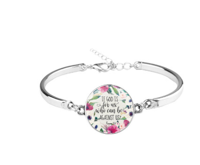 Patterned Bible Bracelet with Gemstones and Chain