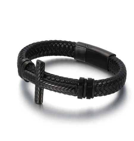 Fashionable Men's Stainless Steel Cross Bracelet
