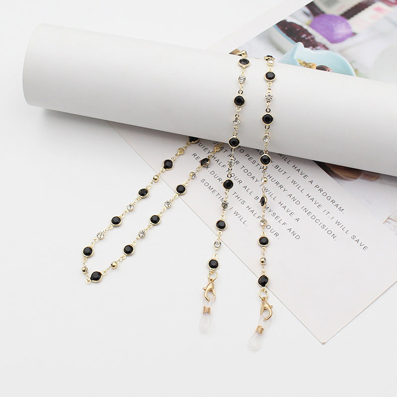 Luxury Eyeglass Chain with Colorful Crystal Accents