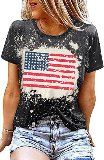 Women's Patriotic Flag Print T-Shirt