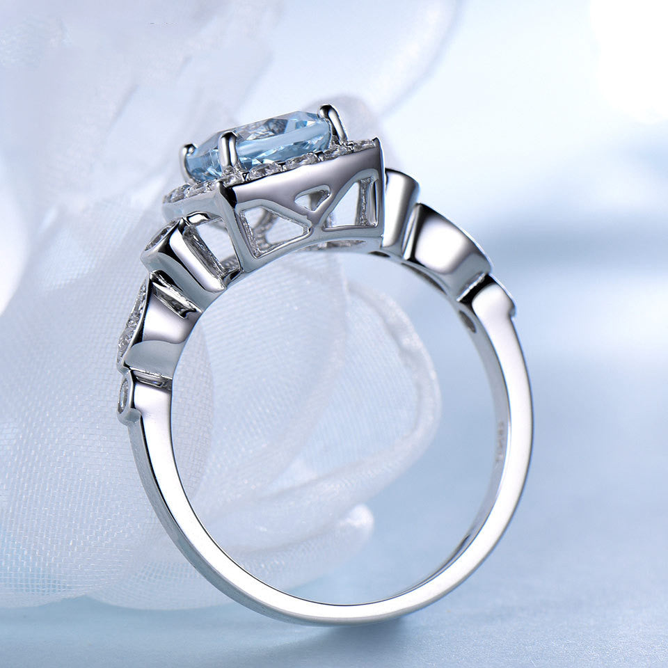 S925 Silver Ring with Blue Topaz Stone