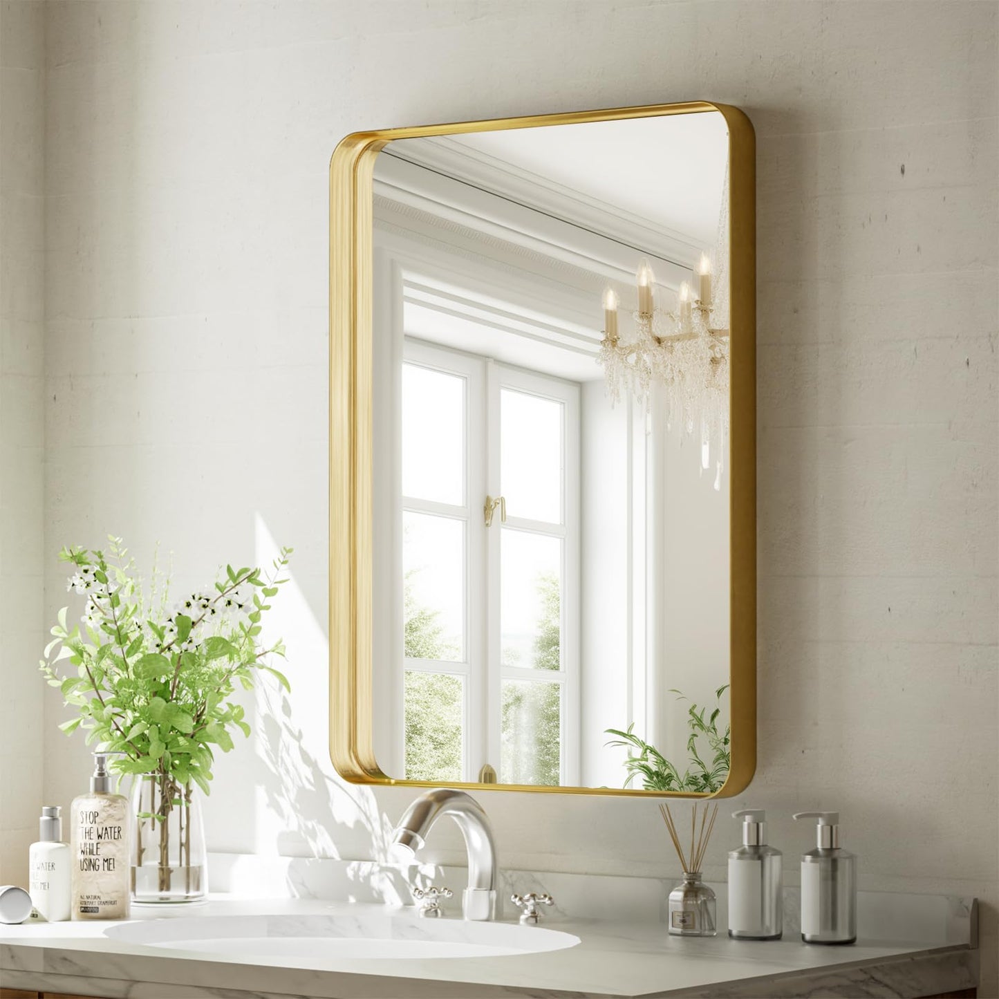 Bathroom Mirror 20x30 inch Gold - Deep Frame Modern Wall Mirror