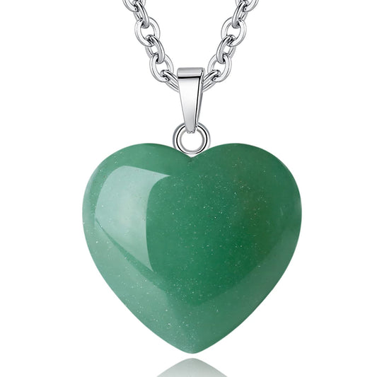 Green Aventurine Heart Crystal Necklace