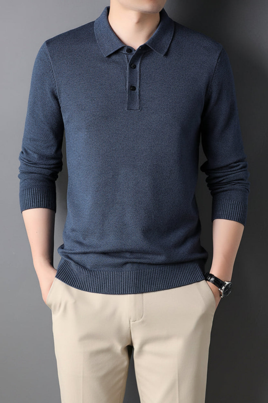 Men's Casual Business Knit Polo Shirt