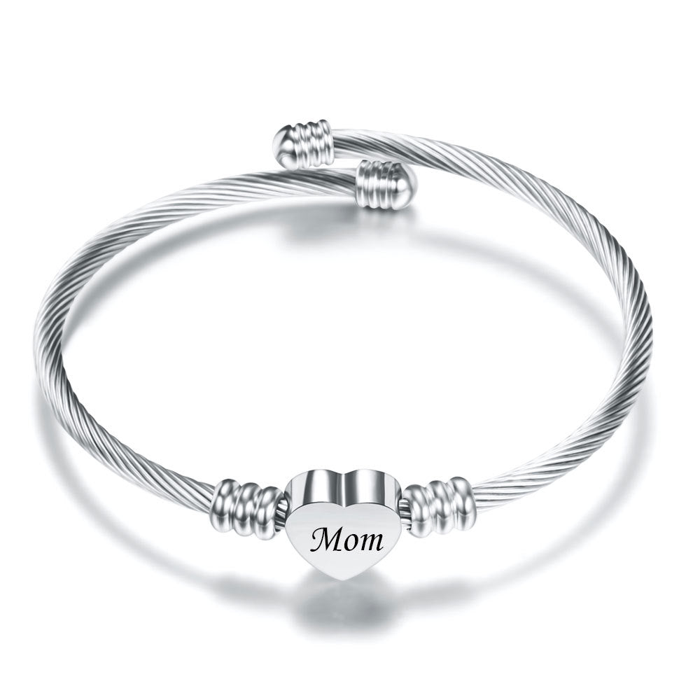 Mother's Day Braided Bracelet – Stainless Steel Heart Letter Design