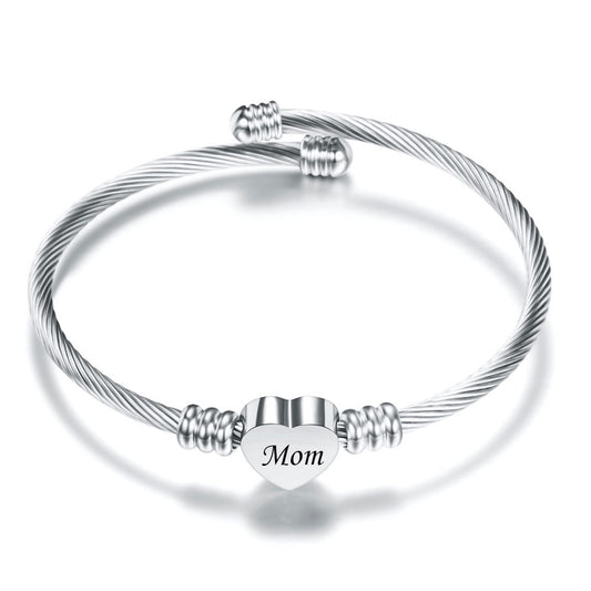Mother's Day Braided Bracelet – Stainless Steel Heart Letter Design