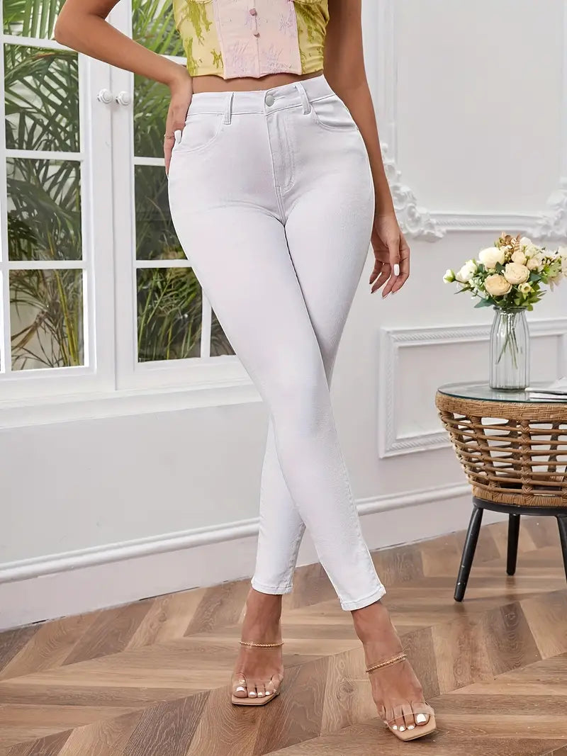 Women's High Waist Skinny Jeans with Pockets